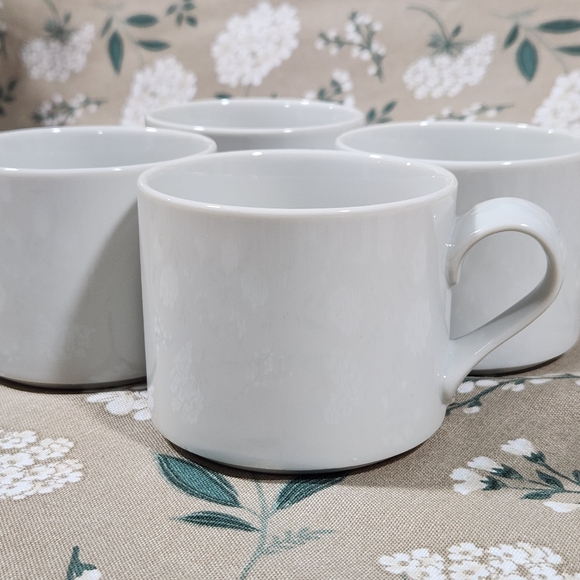 Dansk Bistro White Stacking Mugs Set of 4 Cups Dansk NR Japan White Flat Cup VTG - Picture 3 of 12